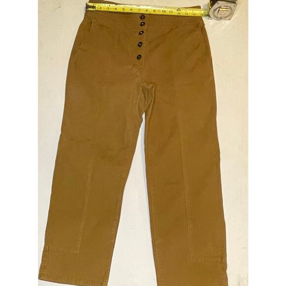 Chelsea & Violet Womens Pants Sz 29 Camel Tan Button-Front Crop Wide-Leg Utility - Picture 4 of 13